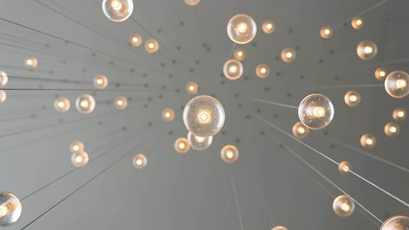 Light bulbs hanging from a ceiling