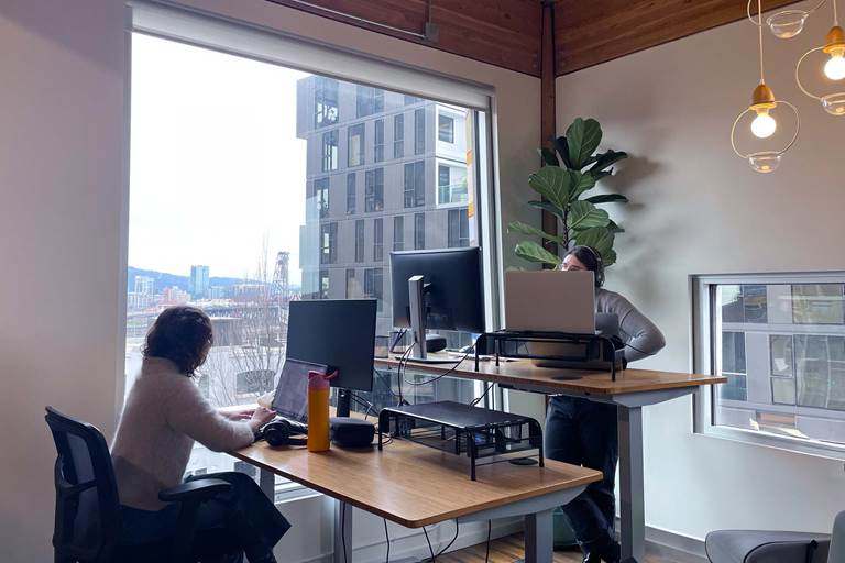 Employees in the Portland office