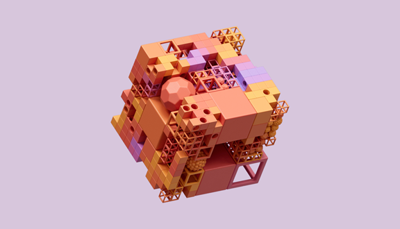 3D rendering of cube puzzle