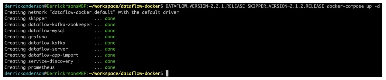 Starting the dataflow service