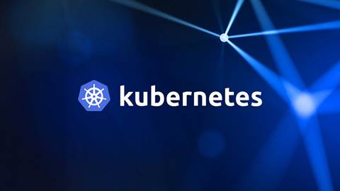 Abstract and techie background with kubernet logo on top