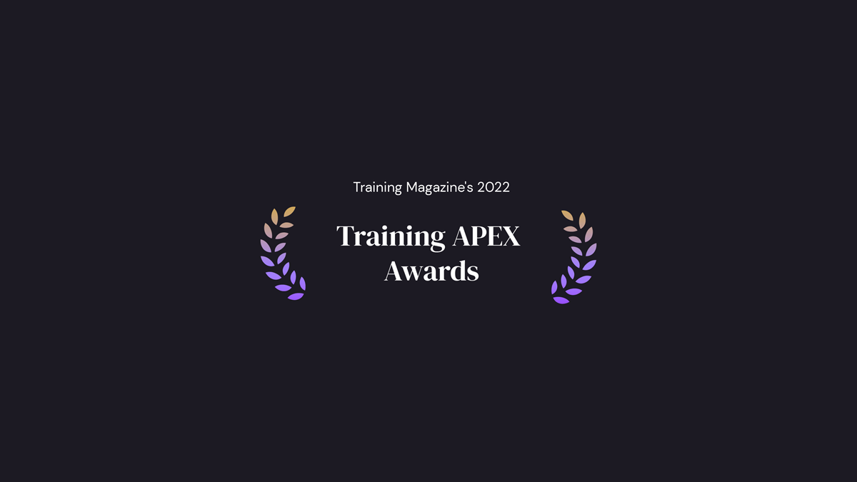 Design that reads "Training Magazine's 2022 Training APEX Awards"