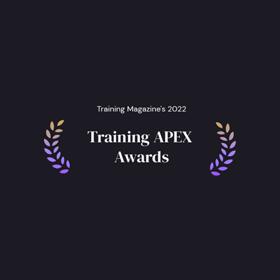 Design that reads "Training Magazine's 2022 Training APEX Awards"