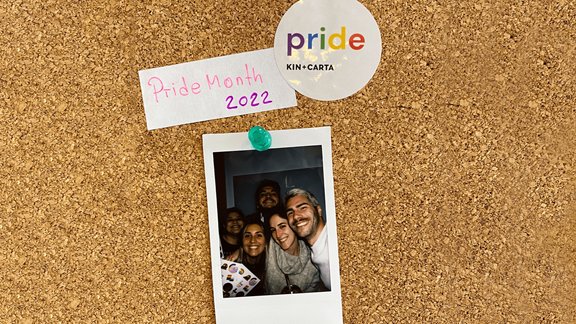 Polaroid image of Ara with Kin during Pride Month