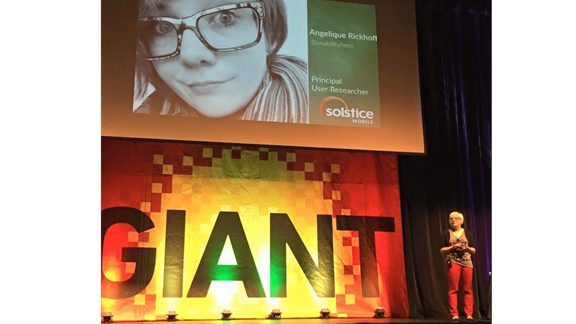 Angelique speaking on behalf of Solstice the Giant UX Conference in Charleston