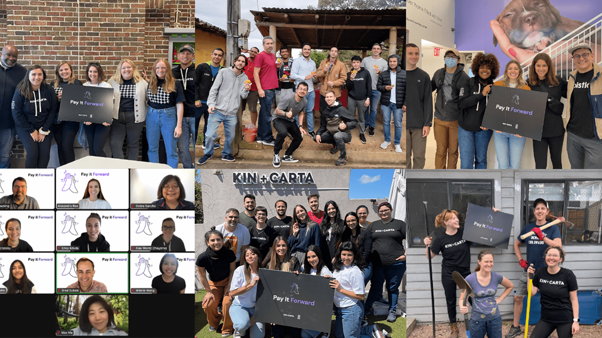 Collage of pictures of employees volunteering 