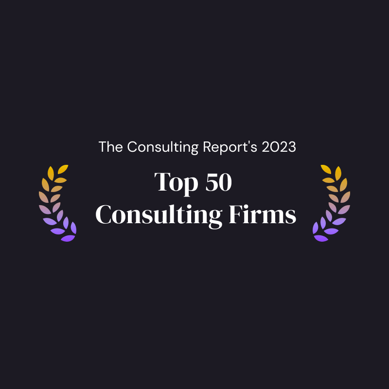 Design which reads: The Consulting Report's 2023 Top 50 Consulting Firms