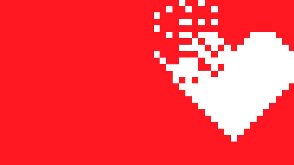 Heart illustrated in pixel style