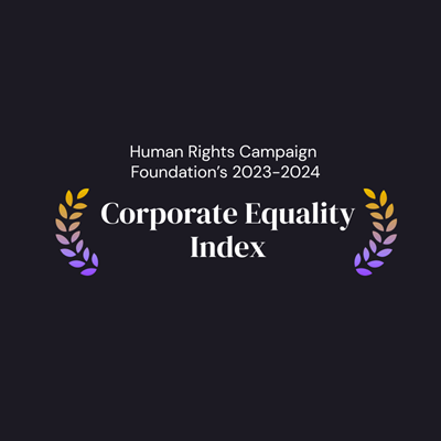 Design which reads: Human Rights Campaign Foundation's 2023-2024 Corporate Equality Index