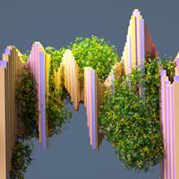 3D illustration of organic structure mimicking a soundwave