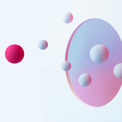 an image of pink and blue orbs over a pale blue background