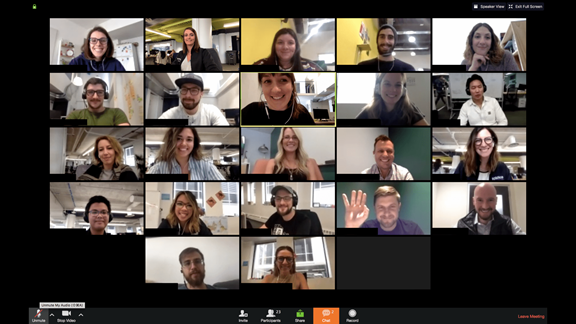 Picture of Jess with UX team in a Zoom call