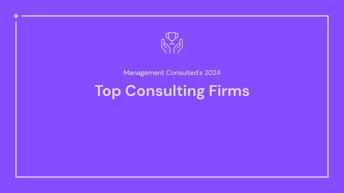 Design with purple background which reads: Management Consulted's 2024 Top Consulting Firms