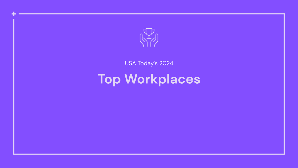Purple design which reads: USA Today's 2024 Top Workplaces