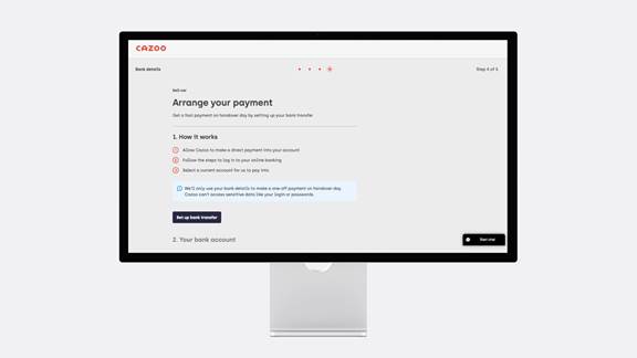 Screenshot of Cazoo payment page
