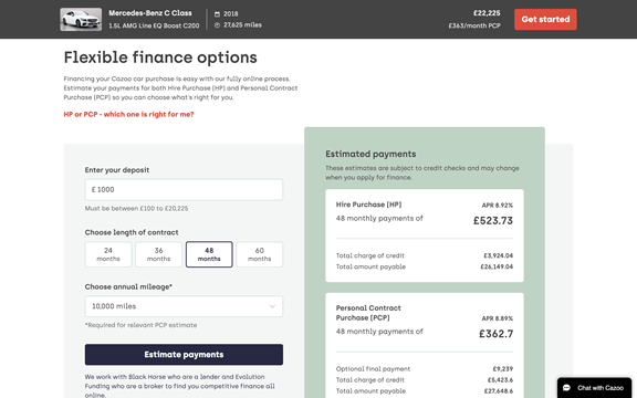 screenshot of web finance page 