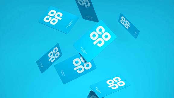 Co-op membership cards over a turquoise background