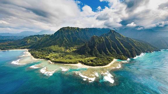 Aerial view of a Hawaiian island