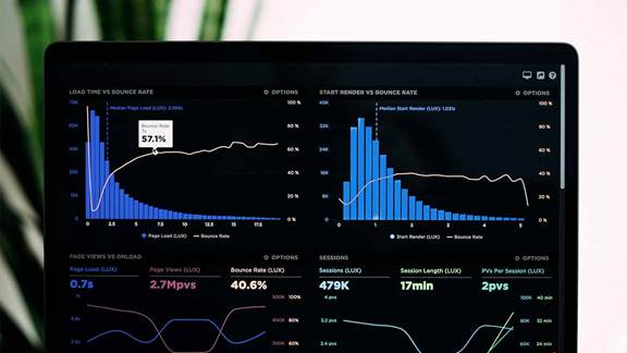 Display showing net revenue management data.