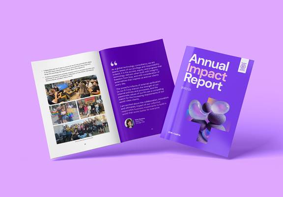 A graphic of Kin + Carta's Annual Impact Report