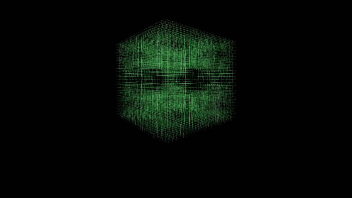 Representation of AI as a digital box over a dark background