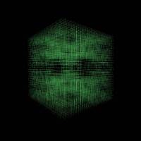 Representation of AI as a digital box over a dark background