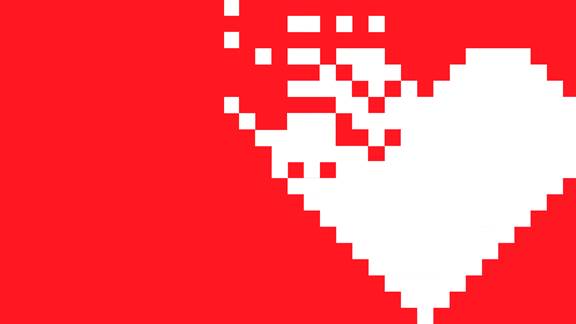 Heart illustrated in pixel style