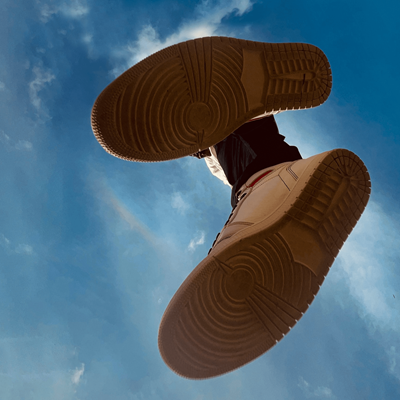 Shoes on sky background